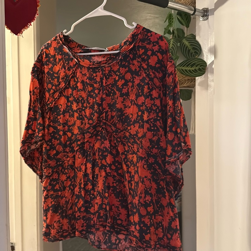 IRO Black and Red Floral Blouse Relaxed Fit